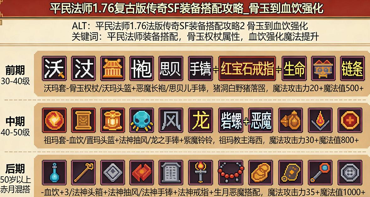 传奇 SF1.76 复古版最佳装备搭配：平民 (土豪)两套方案
